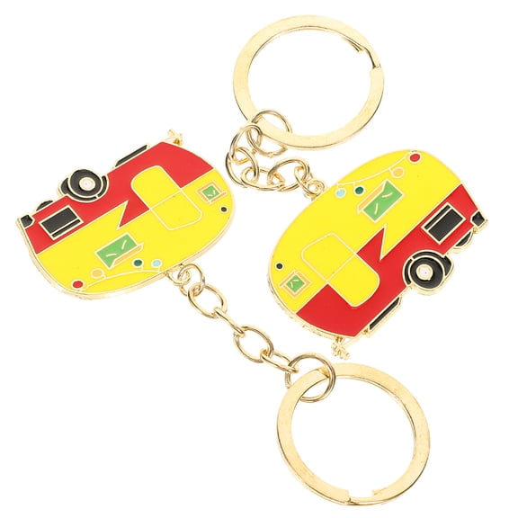 WRITWAA 2Pcs Trendy Alloy Camper Keychain Set for Car Keys and Bag Decoration