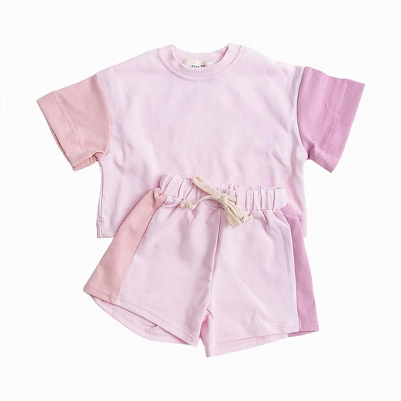 kpoplk Toddler Baby Girl Summer Clothes Daddys Girl Letter Short Sleeve T Shirt Tops Newborn Rolled Shorts Outfit Set 2-3 Years,Pink