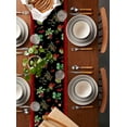 thumbnail image 2 of Table Runner Dresser Scarves 70 Inch Long, Farm Fruit Cherry and Leaves on Black Linen Dining Table Runners Retro Lines Pattern on Red Tabletop Scarf for Wedding Holiday Party Kitchen, 2 of 7