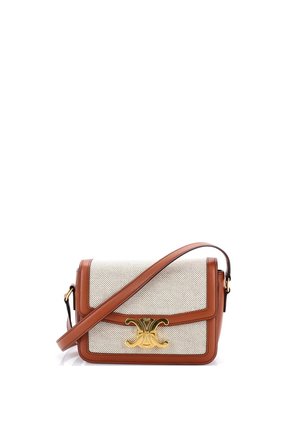 Pre-Owned Triomphe Shoulder Bag Canvas with Leather Teen By Rebag