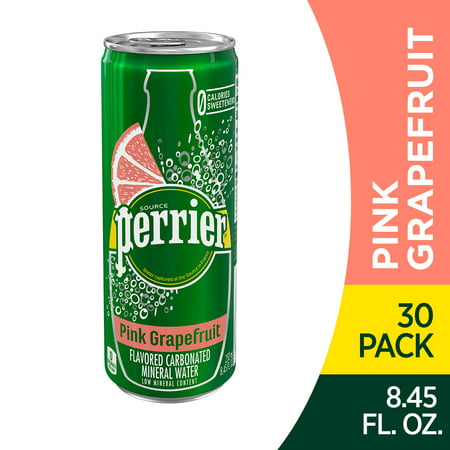 Perrier Pink Grapefruit Flavored Carbonated Mineral Water, 8.45 fl oz. Slim Cans (30