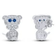 thumbnail image 3 of AFFY Round Cut Simulated Blue Topaz & White Cubic Zirconia Cute Tiny Dog Animal Stud Earrings In 14k White Gold Over Sterling Silver, 3 of 5