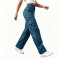 thumbnail image 3 of Pantalones Cargo Mujer Pierna Ancha Elástico Talle Alto Ligero Pantalones De Senderismo Casual Holgado Moda Ropa De Calle Y2k Trajes, 3 of 7