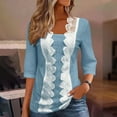 thumbnail image 2 of Mlzmgr Shirts for Women Lace Square Neck 3/4 Sleeve Breathable Womens Pullover Going out Casul Shirts Fall Trendy, 2 of 5