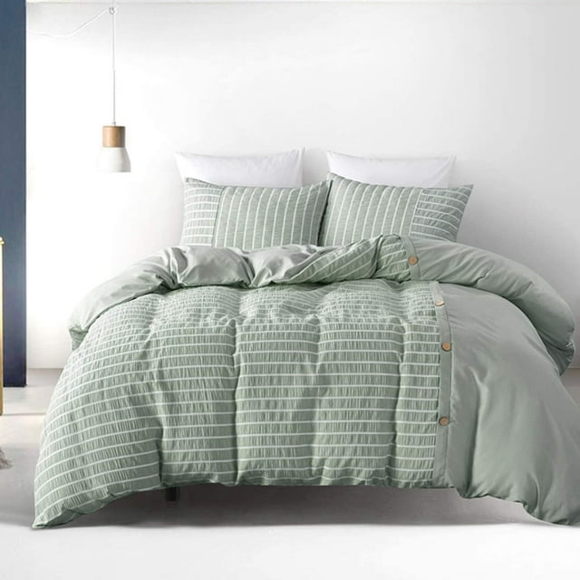 Yeater Ensemble de Housse de Couette à Rayures 3 Pcs, Certifié OEKO-TEX, Format Grand Lit, 100 % Polyester
