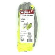 Hyper Tough Hi-Visibility Glove, Polyester Coating, Neon Green, Size Large, 3 Pairs