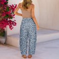 thumbnail image 5 of Stralyhd Leopard Barrel Pants for Women Baggy Elastic High Waisted Wide Leg Palazzo Pants Cheetah Print Flowy Casual Beach Vacation Pants with Pockets Light Blue 2XL, 5 of 8