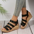 thumbnail image 4 of Dakaela Women's Strappy Wedge Sandals Casual Summer Cork Dressy Platform Shoes Work Walking Sandal, 4 of 8