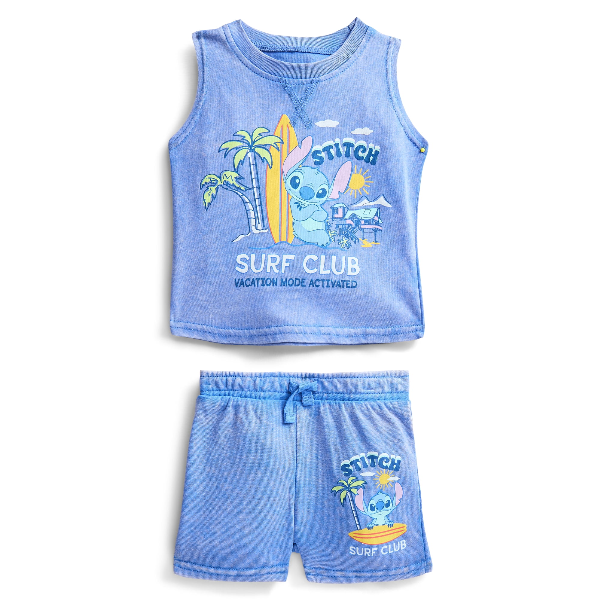 Disney Stitch Baby Boys Sleeveless Graphic Tank Top and Shorts Set, 2-Piece, Sizes 0/3M-24M