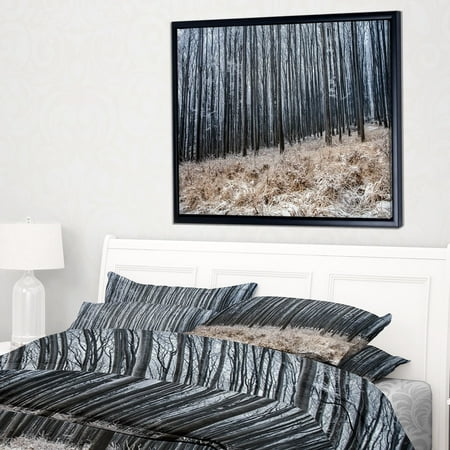 Moody Cold Forest with Thick Woods' Forest Framed Canvas Art
