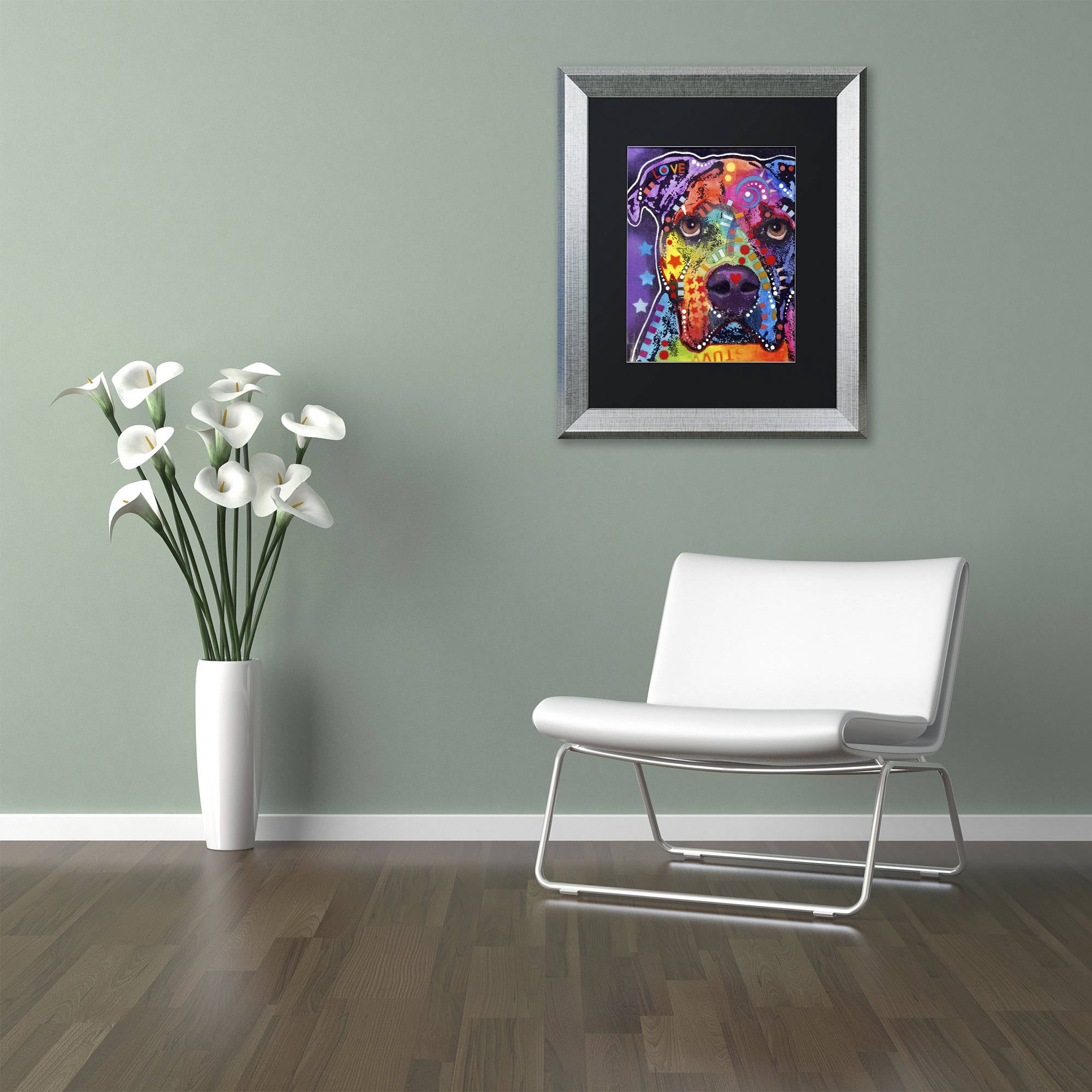 Trademark Fine Art "American Bulldog 121609" Canvas Art by Dean Russo, Black Matte, Silver Frame