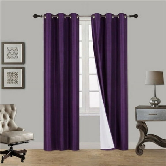 Purple 1-Piece Noa Solid Blackout Grommet-Top Window Curtain Panel 37" W X 108" L