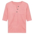 thumbnail image 4 of DHFJKG Henley Shirts For Women Solid Color 3/4 Sleeve T Shirt Spring Summer Loose Fit Basic Tee Soft Daily Wear Comfy Tops, 4 of 4