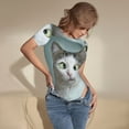 thumbnail image 5 of Daiia Funny Cat print Women's Crew Neck Short Sleeve Bodysuit Fashion Tops Fit Casual Basic Extender Bodysuit-XX-Large, 5 of 9