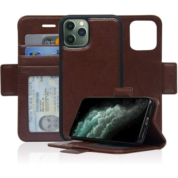 Navor Detachable Magnetic Wallet Case with RFID Protection Compatible for iPhone 11 Pro [5.8 inch] [Vajio Series] - Dark Brown [IP11PROVJDBR]