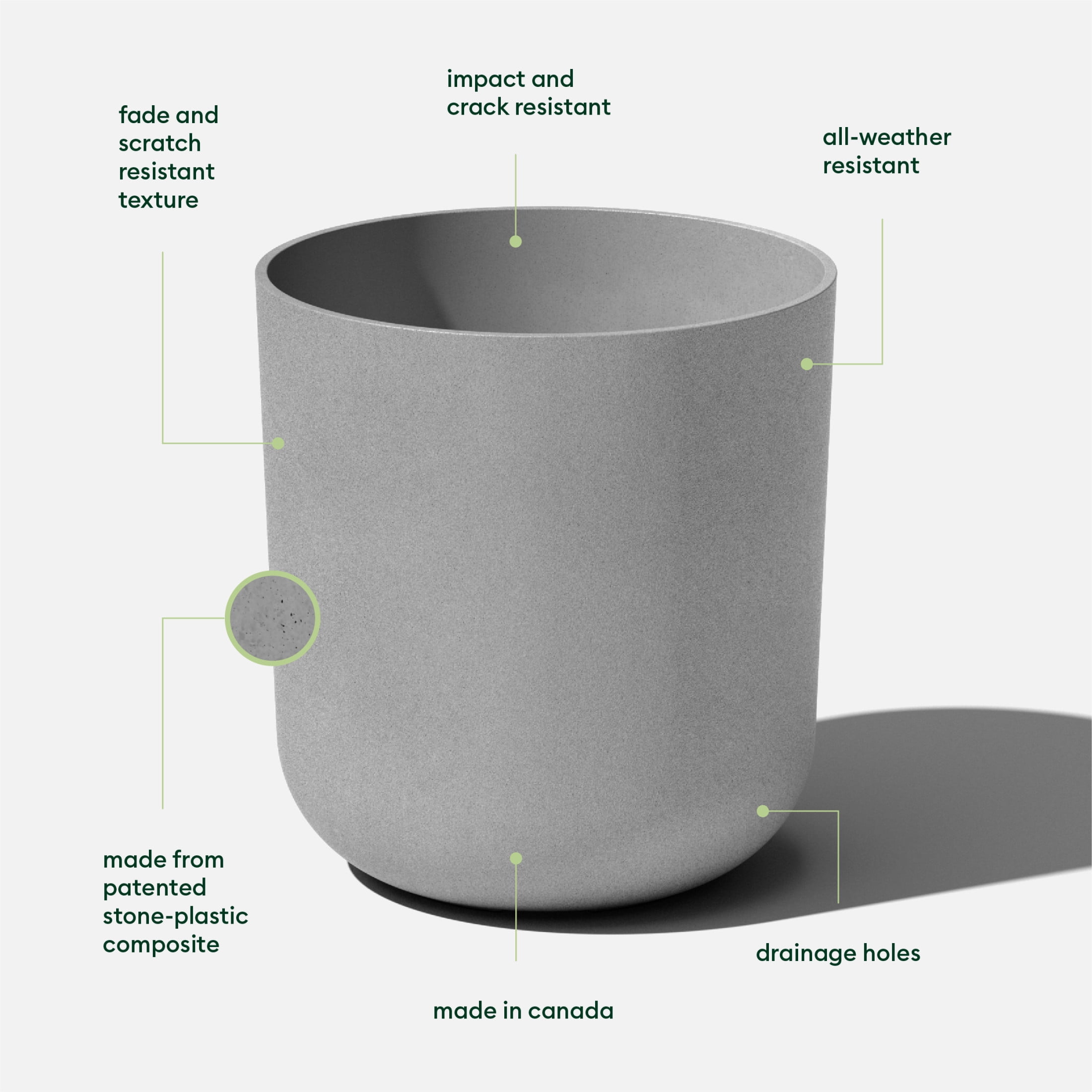 Veradek Mason Series Kona 20" Plastic-Stone Planter - Gray