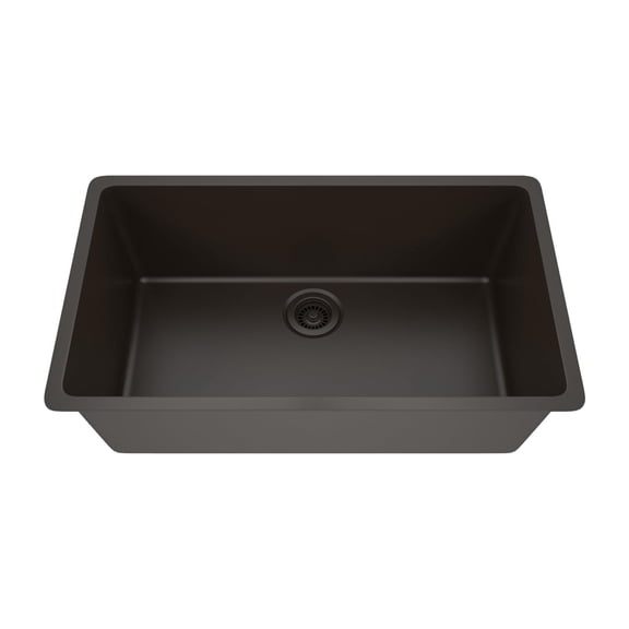 Lexicon Platinum LP-1000-M-SO 32" x 19" Quartz Single Bowl Kitchen Sink, Drop-In & Undermount Granite Composite Sink, Galaxy Mocha