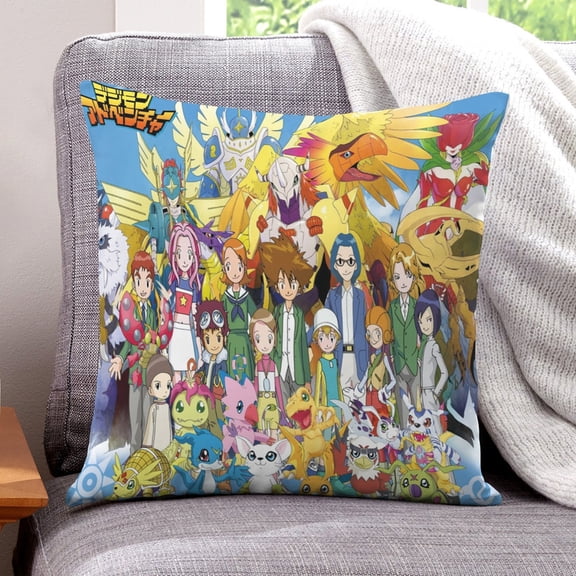 Digimon Adventure Pillow Cover Case Gifts Pillowcase Home Decorative Throw Cushion Birthday Present Fans Lover
