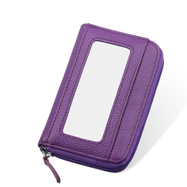 Cartera pequeña de cuero para mujer, monedero con cremallera para mujer, cartera con tarjetero con bloqueo RFID, funda para múltiples tarjeteros, 11,5*7,5 cm