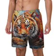 thumbnail image 2 of Uemuo Colorful Plant Tiger Pattern Mens Swim Trunks Quick Dry Board Shorts with Mesh Lining, Stretch Beach Shorts Quick Dry No-Chafing Board Shorts-Small, 2 of 9