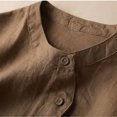thumbnail image 4 of TKLPEHG Long Sleeve Tops for Women Crew Neck Cotton Linen Shirt Solid Color Fashion Lightweight Casual Comfy Loose Fall Tops Blouses Pullover (Khaki,XL), 4 of 5
