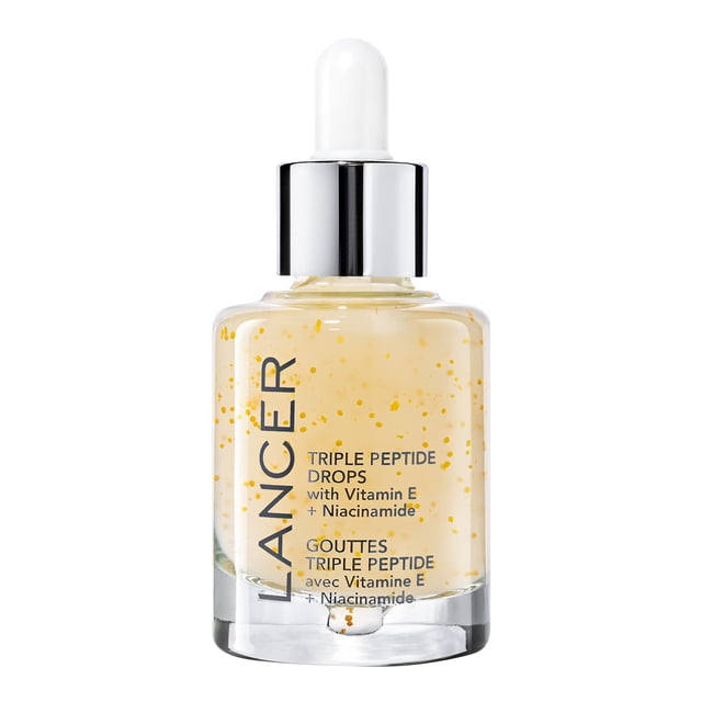 Lancer Skincare Triple Peptide Drops con vitamina E suero facial antienvejecimiento diario con ácido hialurónico hidratante 1 onza líquida