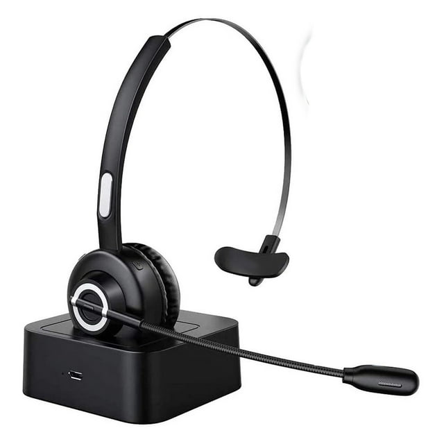 Compatible con PC y teléfono, cancelación de ruido con IA, base de carga, auriculares inalámbricos superligeros para centros de llamadas Crystal Clear