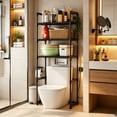 thumbnail image 2 of FEOLGEHLY Over Toilet Storage Rack, 56.5-Inch Tall Storage Rack with Multi-Layer Bathroom Shelf, Freestanding Bathroom Organizer for Toiletries, Space-Saving 56 Inch Toilet Storage (Black), 2 of 7