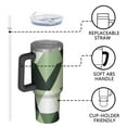 thumbnail image 4 of OBREWU Green and Beige Modern Art Geometric Tumbler with Handle and Lid,Green and Beige Modern Art Geometric 40oz Double Wall Vacuum Insulated Tumbler,Cups Gift for Women and Men, 4 of 7