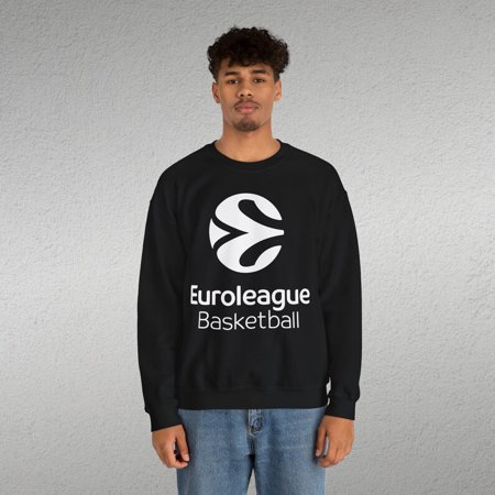 Euroleague Basketball Logo sweatshirt, Casual Basketball Tee,Black-White European Basketball Shirt.