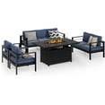 thumbnail image 6 of Heynemo Outdoor Furniture Set w/CSA Certified 54in Propane Gas Fire Pit Table, 7 Seats Aluminum Patio Conversation Sofa with 5in Olefin Cover Cushions, Black/Blue, 6 of 8
