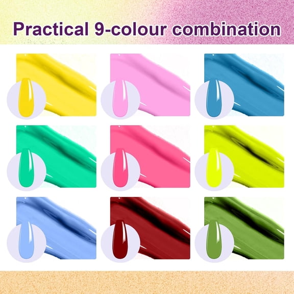 JUNCHI-Gradient Painting Gel, 9 Bright Colors Ombre Gel Nail Polish Light Blue Pink Pigment Pat Nails Aura Nails French Manicure Soak Off UV Long-lasting No-wipe Home Salon DIY Nail Art ChromaGlow