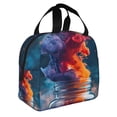 thumbnail image 2 of Fotbe Modern Art Red And Blue Colors Bolsa Térmica con Estampado y Forro de Aluminio Grueso Bolsa de Almuerzo con Bolsillo Frontal para Hombres y Mujeres, Ideal para Trabajo, Escuela, 2 of 8