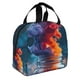 thumbnail image 2 of Fotbe Modern Art Red And Blue Colors Bolsa Térmica con Estampado y Forro de Aluminio Grueso Bolsa de Almuerzo con Bolsillo Frontal para Hombres y Mujeres, Ideal para Trabajo, Escuela, 2 of 8