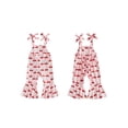 thumbnail image 2 of BemeyourBBs Toddler Baby Girls Summer Clothes Bee Western Boots Cherry Romper Overalls Jumpsuit Bell Bottoms Casual Tie Shoulder Flared Pants Overalls Cute Infant Spring Summer Clothes, 2 of 9