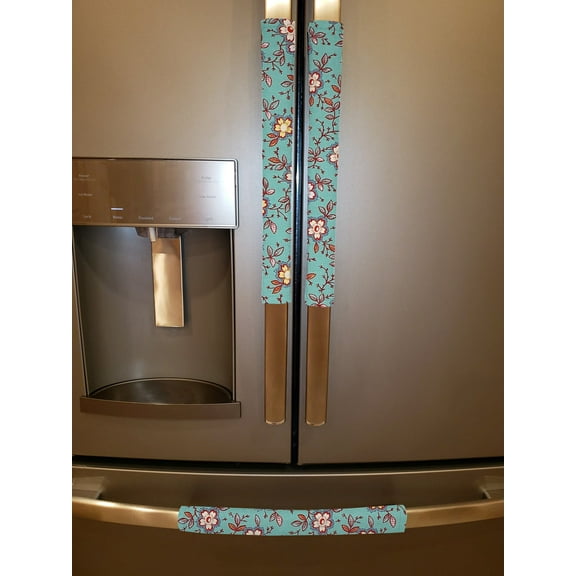 Spring Flowers Refrigerator Oven Dishwasher Handle Covers by Penny's Needful Things (15 Inch) (Set of 2) (Teal)
