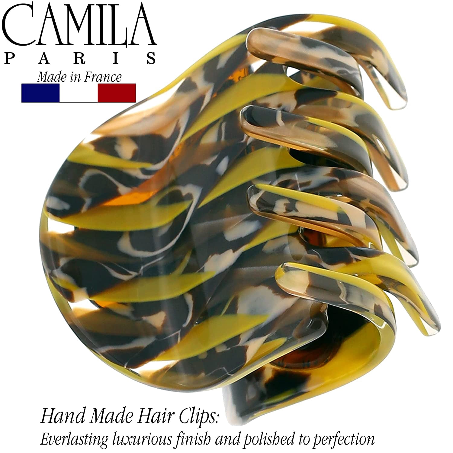 Camila Paris CP3270 French Hair Clip for Women, Small Handmade Mustard, Girls Hair Claw Clips Jaw Fashion Durable and Styling Hair Accessories for Women, Strong Hold No Slip Grip, Made in France