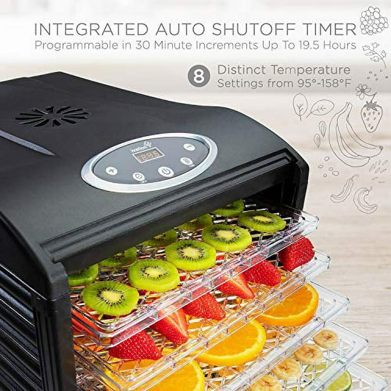 Ivation Máquina deshidratadora de alimentos eléctrica digital de 6 bandejas  480w para secar carne seca de res, frutas, verduras y nueces (renovado)