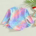 thumbnail image 4 of QJUHUNG Kid Baby Girls One Piece Swimsuit Long Sleeve Zipper Swimwear Ruffle Rashguard Bathing Suits Beachwear, 4 of 7