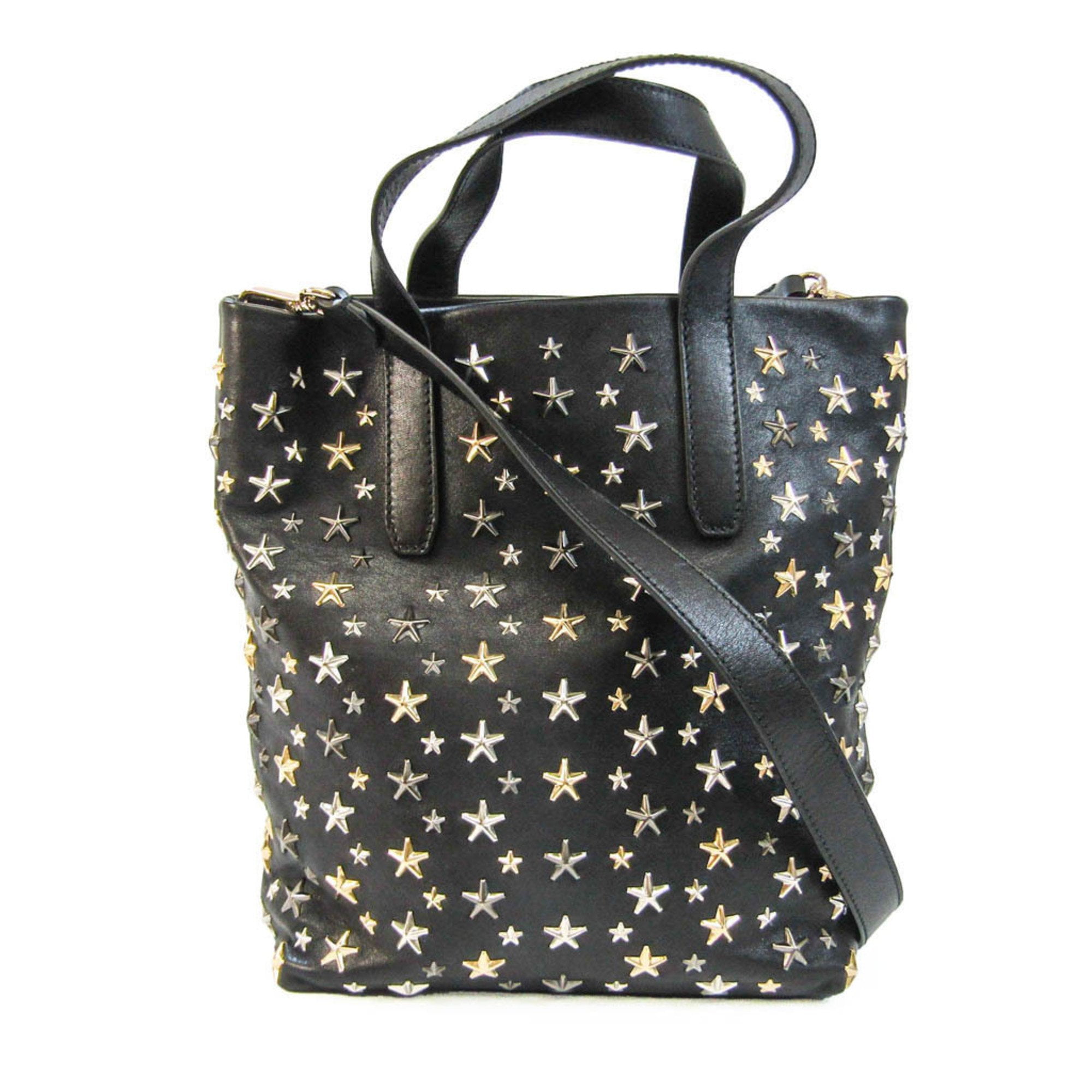 Pre-Owned Jimmy Choo Women's Leather Studded Shoulder Bag,Tote Bag Black (Good)