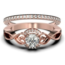 Dazzling Half Halo 1.75 Carat Round Cut Diamond Moissanite Engagement Ring Wedding Ring in 925 Sterling Silver With 18k Rose Gold Plating, Promise Ring, Bridal Set, Matching Band