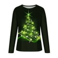 thumbnail image 4 of BLVB Merry Christmas Shirt for Women Crewneck Christmas Tree Graphic Sweatshirt Casual Vacation Long Sleeve Tees Tops, 4 of 5