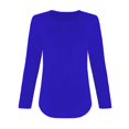 thumbnail image 3 of Women's Long Sleeve T-Shirt Blue Casual Fall Solid Color Women's Vertical Ruched Crew Neck Long Sleeve Base Top Women Blending Shirts, 3 of 3
