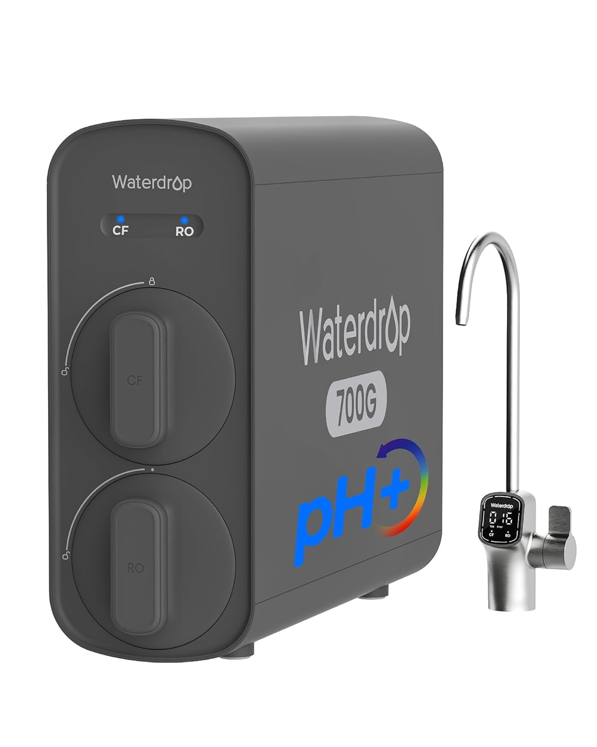 Restored Waterdrop G5P700A Alkaline Mineral pH+ Reverse Osmosis Water Filter, NSF/ANSI 58 & 372 Certified, 700G Reverse Osmosis System, 8 Stage RO Water Filtration System, 2:1 Pure to Drain, Smart LED Faucet (Refurbished)