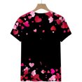 thumbnail image 5 of Hyknon Hauts pour Femmes Été Saint-Valentin Imprimé Amour Manches Courtes Décontracté Col Rond Pull-Over Doux Polyvalent pour Femmes, 5 of 5