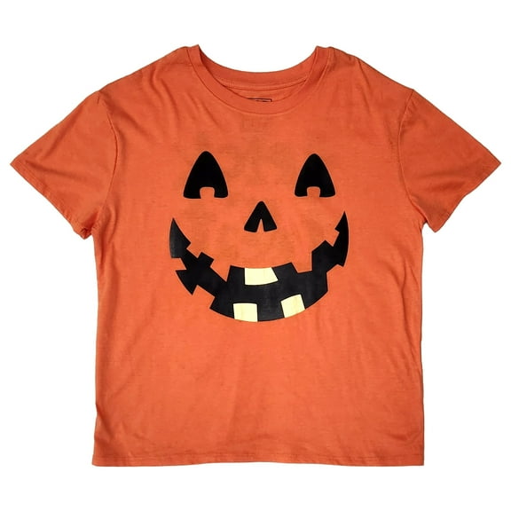 Womens Orange Short Sleeve Jack-O-Lantern Pumpkin Halloween Tee Shirt Medium