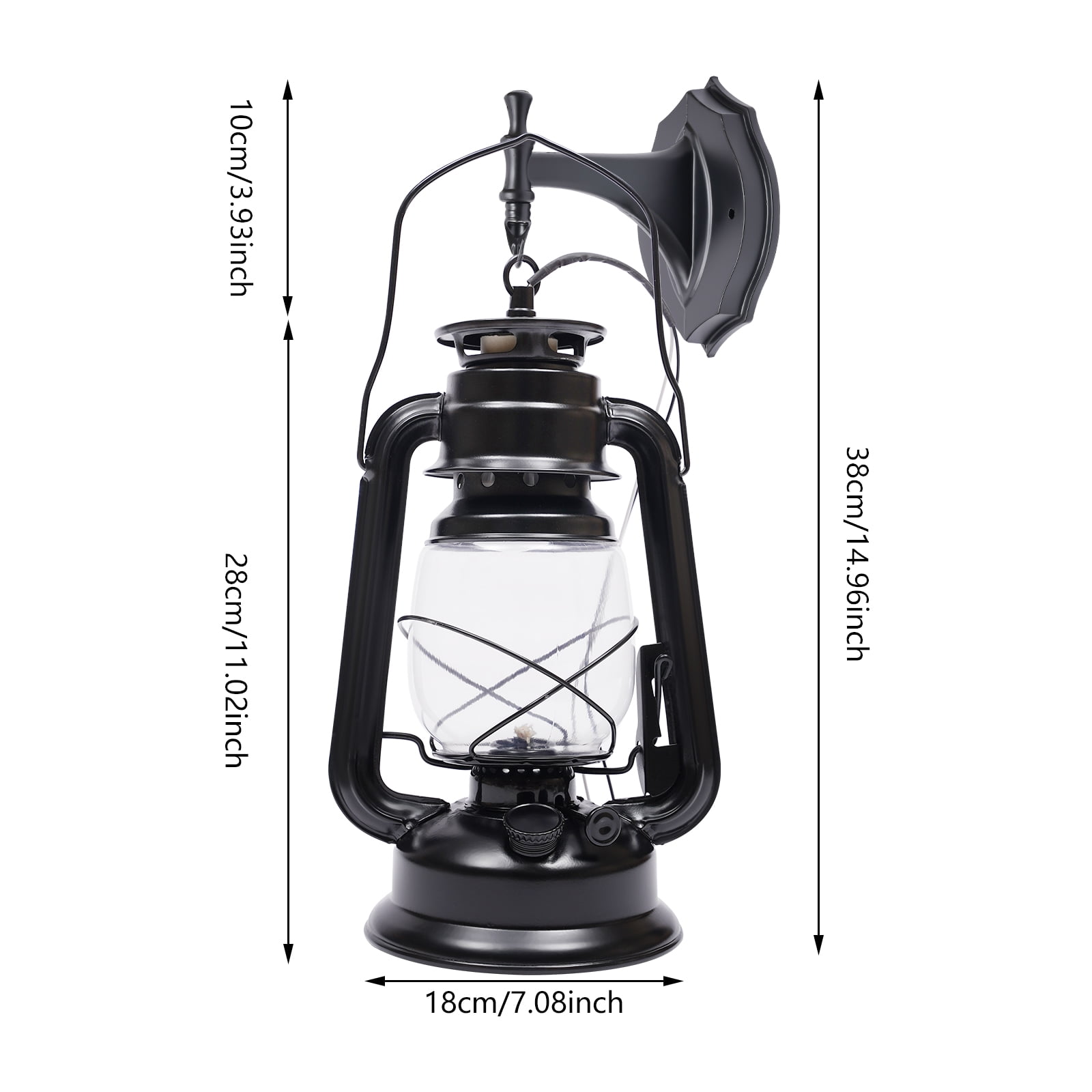 Dwellnix Black Kerosene Lamp, Farmhouse Exterior Light With Plastic Shade, Dimmable E27 Bulb Compatible For Gate & Yard Lighting