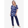 thumbnail image 2 of Roaman's Women's Plus Size Soft Knit Print Tunic With Notch Neckline, 2 of 3