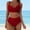 Wine_011, variant on Green Vintage, Polyester One Piece Swimsuit Women, Women High Waisted Bikini Sexy Push up Two Piece Swimsuits Vintage Swimsuit Two Piece Retro Ruched High Waist Print Bikini Set, 2XL