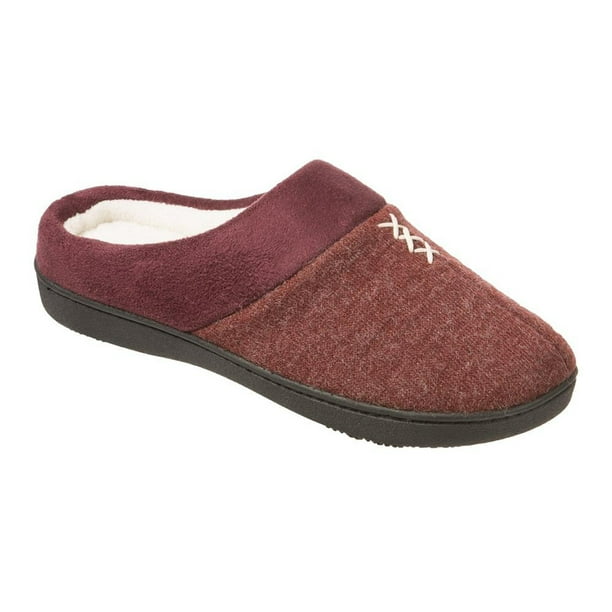 women's isotoner jessie microsuede heathered knit hoodback slipper